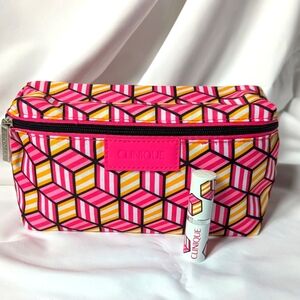 Clinique cosmetic bag, PLUM POP 14 lipstick set